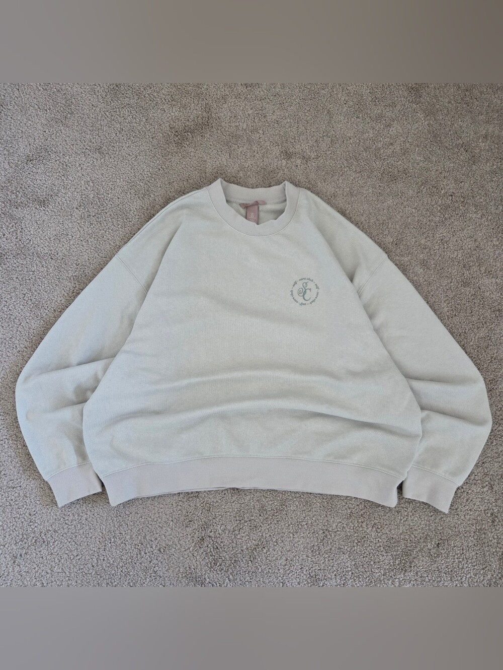 Y2K H&M Self Care Club Light Sage Crewneck Sweatshirt Men's L